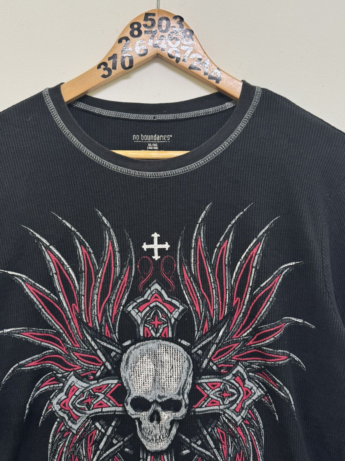 Affliction No Boundaries Skull Cross and Wing Design Black Long Sleeve Size US L / EU 52-54 / 3 - 5 Thumbnail