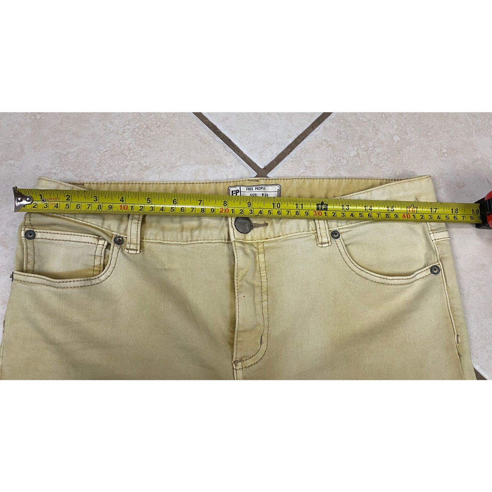 Free People Free People Yellow Jeggings 31 Skinny Distressed Pants Size 31" - 8 Thumbnail