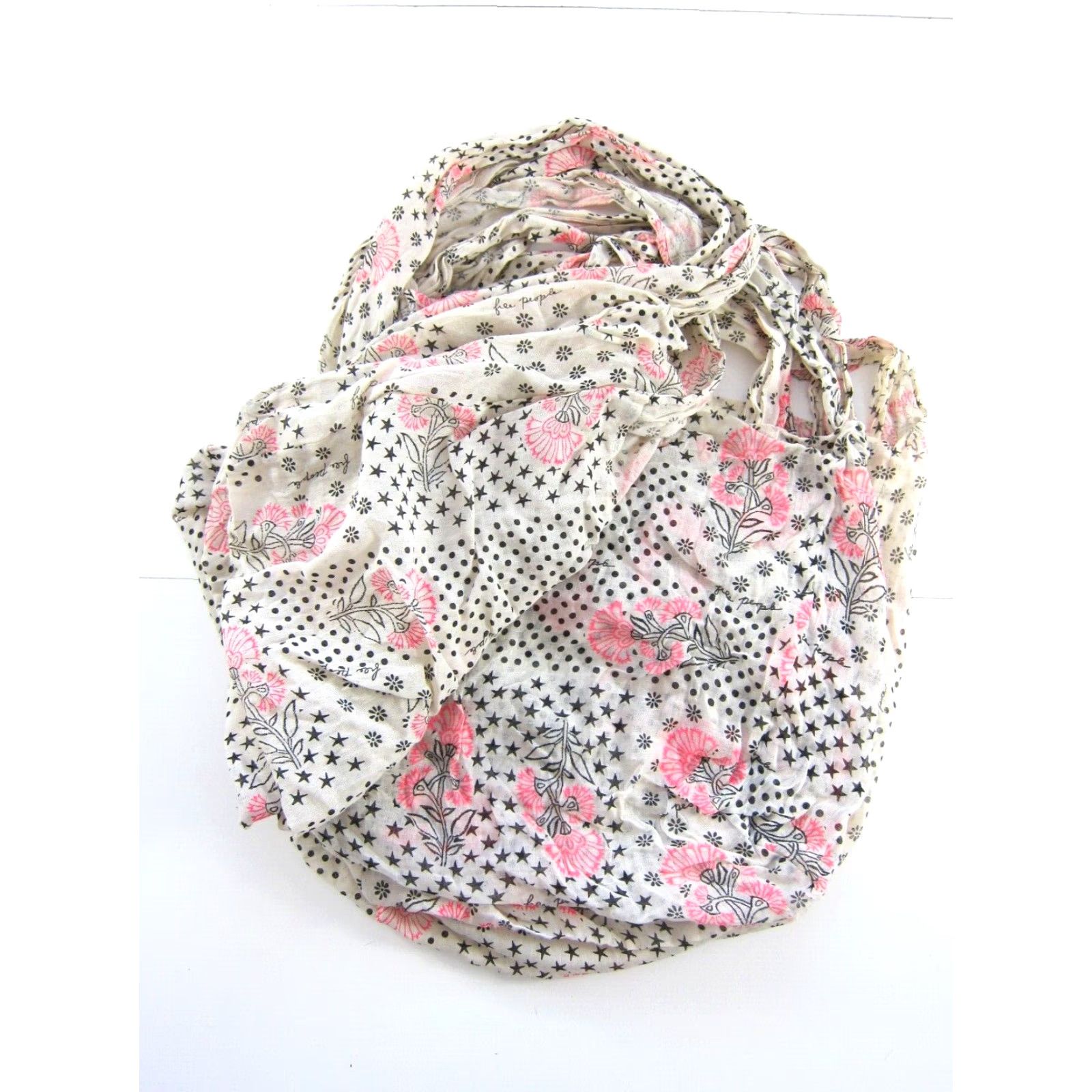 Free People Free People Tote Unisex Adults Large Lightweight Gauze Beach 7 Bags Floral Pattern Brown Pink Cotton 42" Wide 19" Depth 15" Strap Drop Size ONE SIZE - 3 Thumbnail
