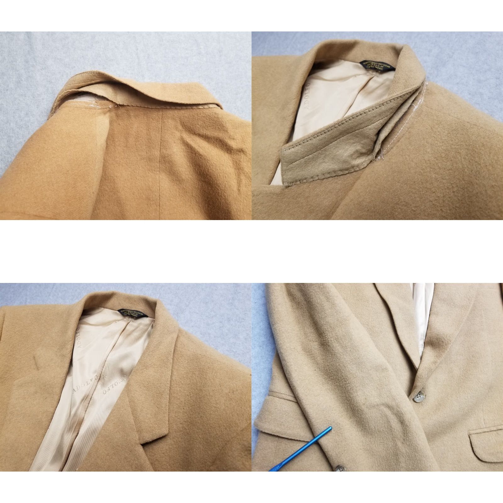 J.Crew VINTAGE Miltons Adolfo Couture Blazer Mens Medium Camel Hair Union Made USA Jacket Size 40R - 9 Thumbnail