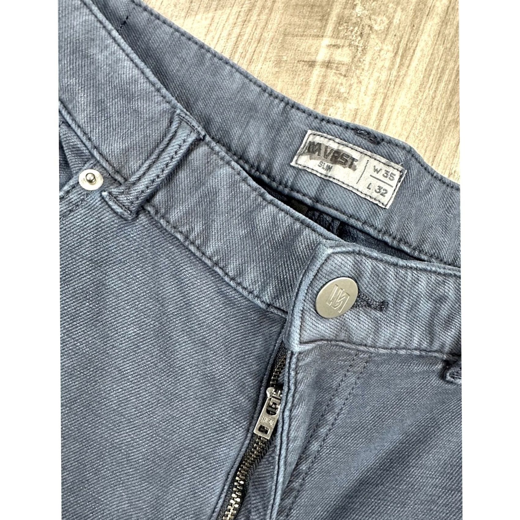 Vintage VRST Slim Fit Jeans 5 Pocket 4-Way Stretch 35x32 Navy Blue Men Slim Straight Denim Trousers Size US 35 - 7 Thumbnail