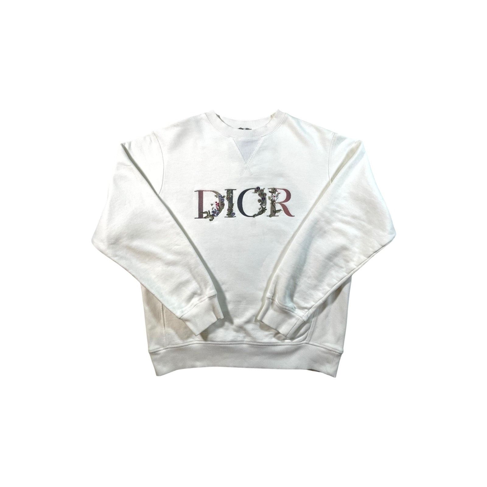 Dior Dior Floral Logo Crewneck White Sweatshirt Size US M / EU 48-50 / 2 - 1 Thumbnail