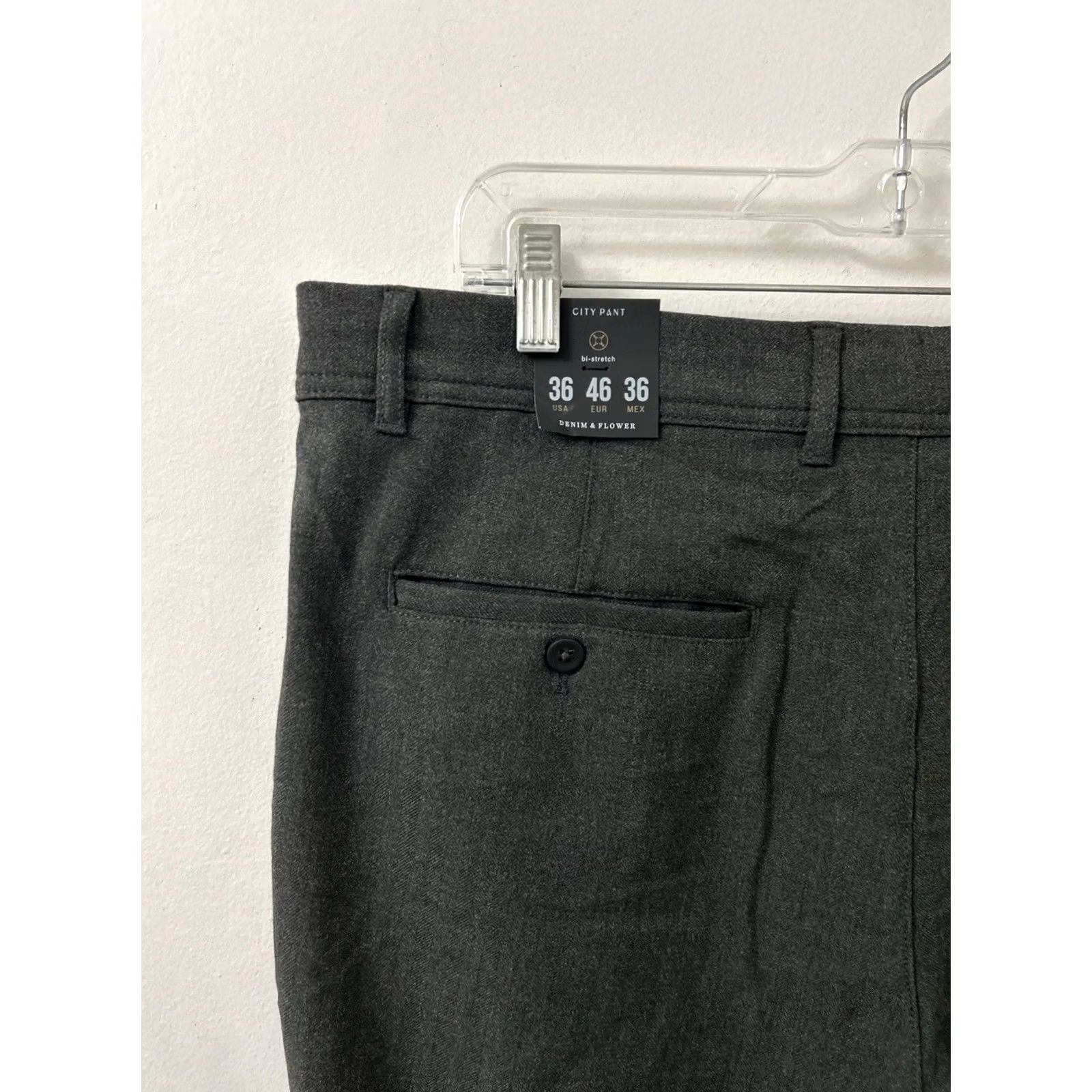 Denime Denim & Flower Ricky Singh City Pant Men 36x28 Gray Stretch Trousers NWT Regular Straight Front Wide Options Pants Size US 36 / EU 52 - 6 Thumbnail