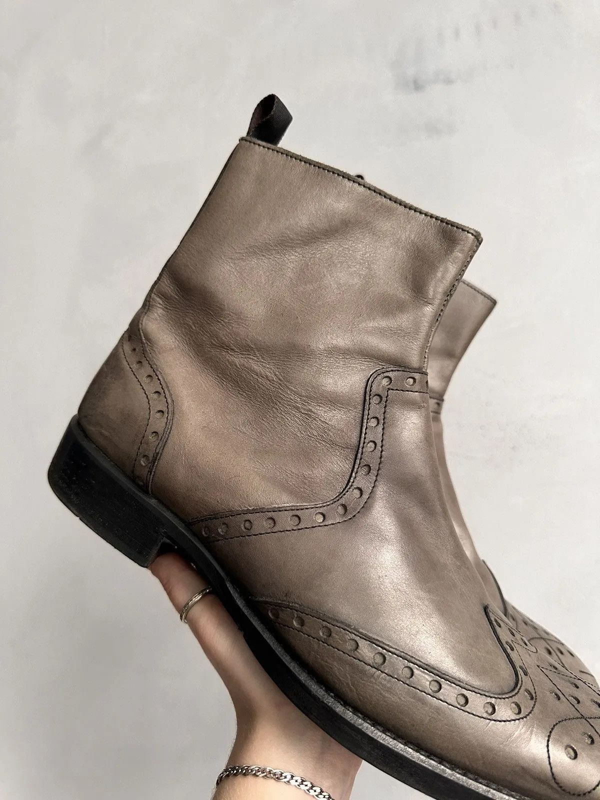 COWBOYS Leather brown chelsea MILITARY boots western Italy