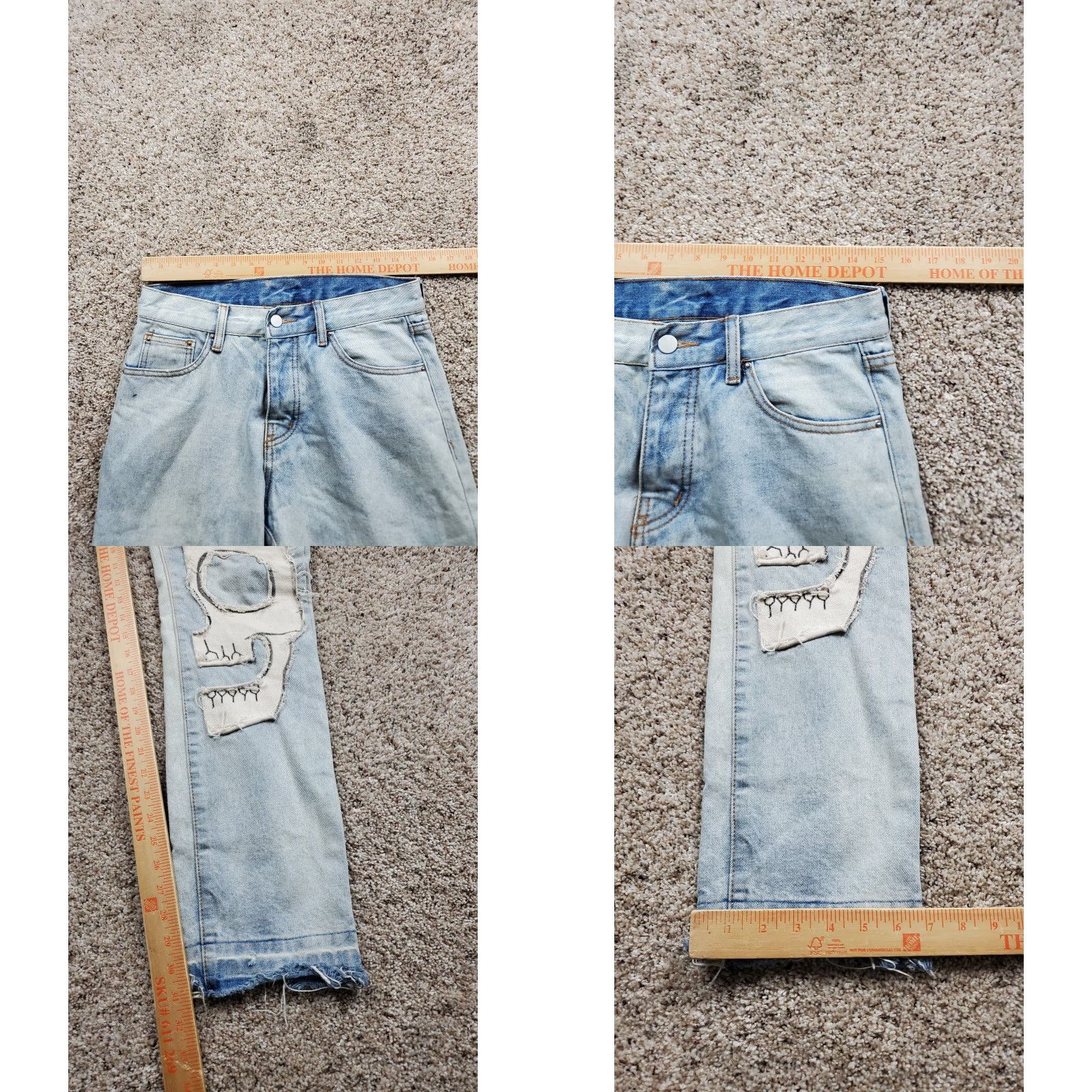MNML mnml Jeans Mens 30 Distressed Skull Patch Straight Leg Frayed Hem Denim 30x31 Blue Painters? Size US 30 / EU 46 - 8 Thumbnail