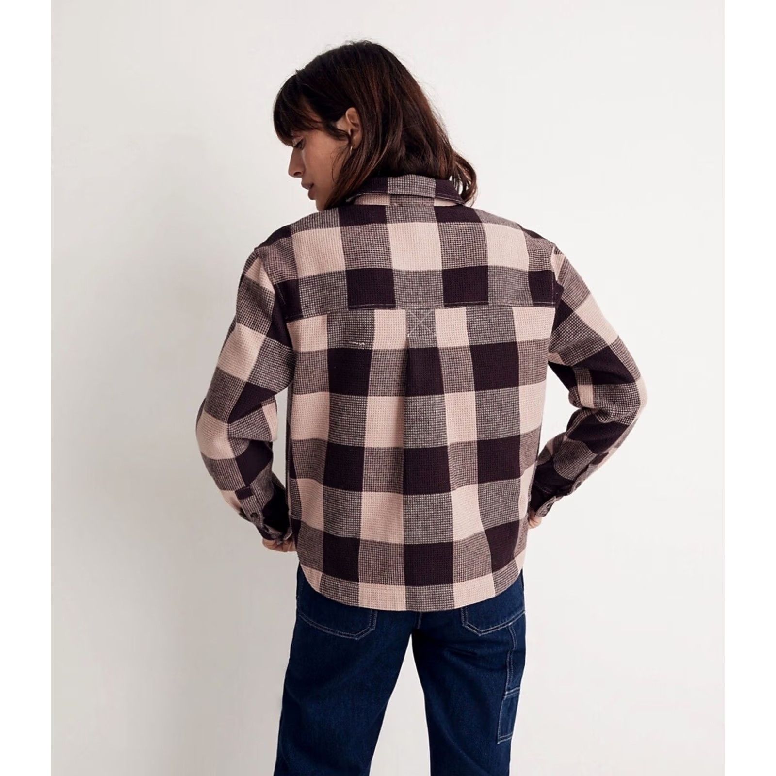 Madewell VINTAGE? No. Madewell Shirt Womens XS Half Zip Pullover Plaid Relaxed Fit Top Pink Boho Size XS / US 0-2 / IT 36-38 - 2 Thumbnail