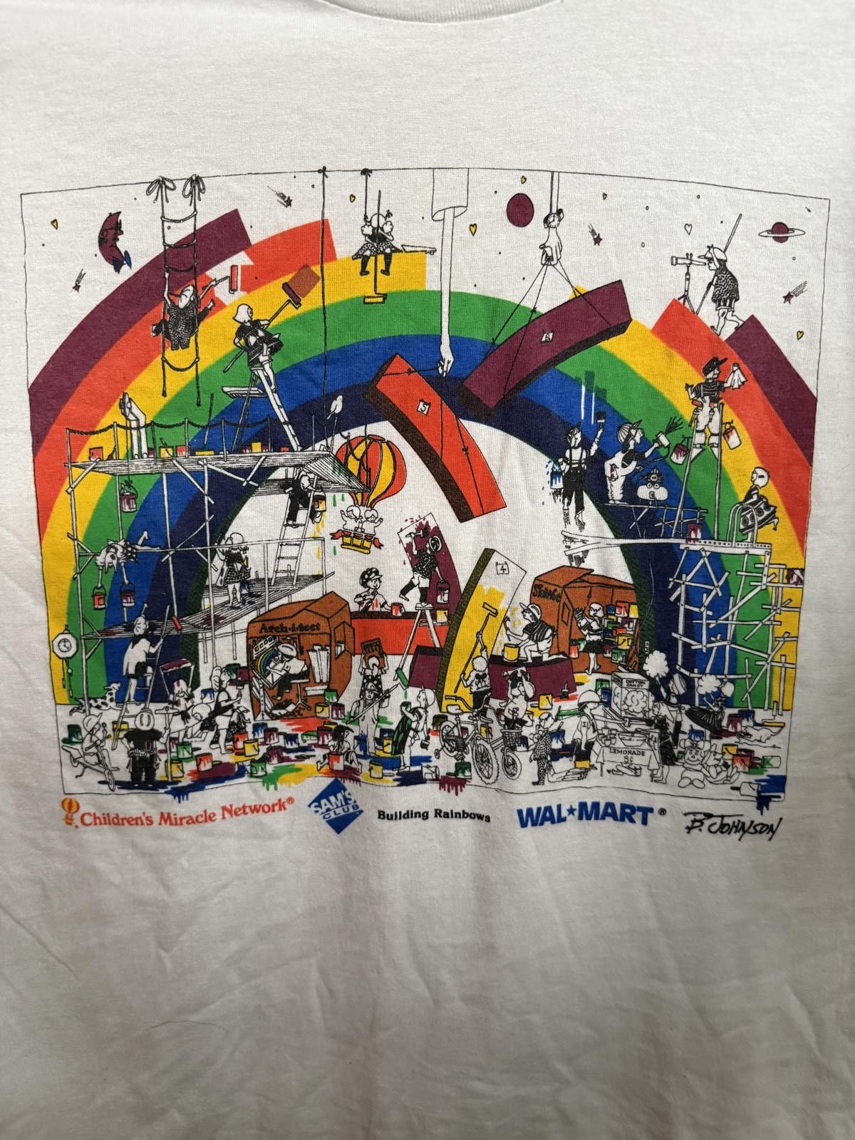 Fruit Of The Loom VTG Building Rainbows Art T-shirt Bruce Johnson Tee XL Size US XL / EU 56 / 4 - 3 Thumbnail
