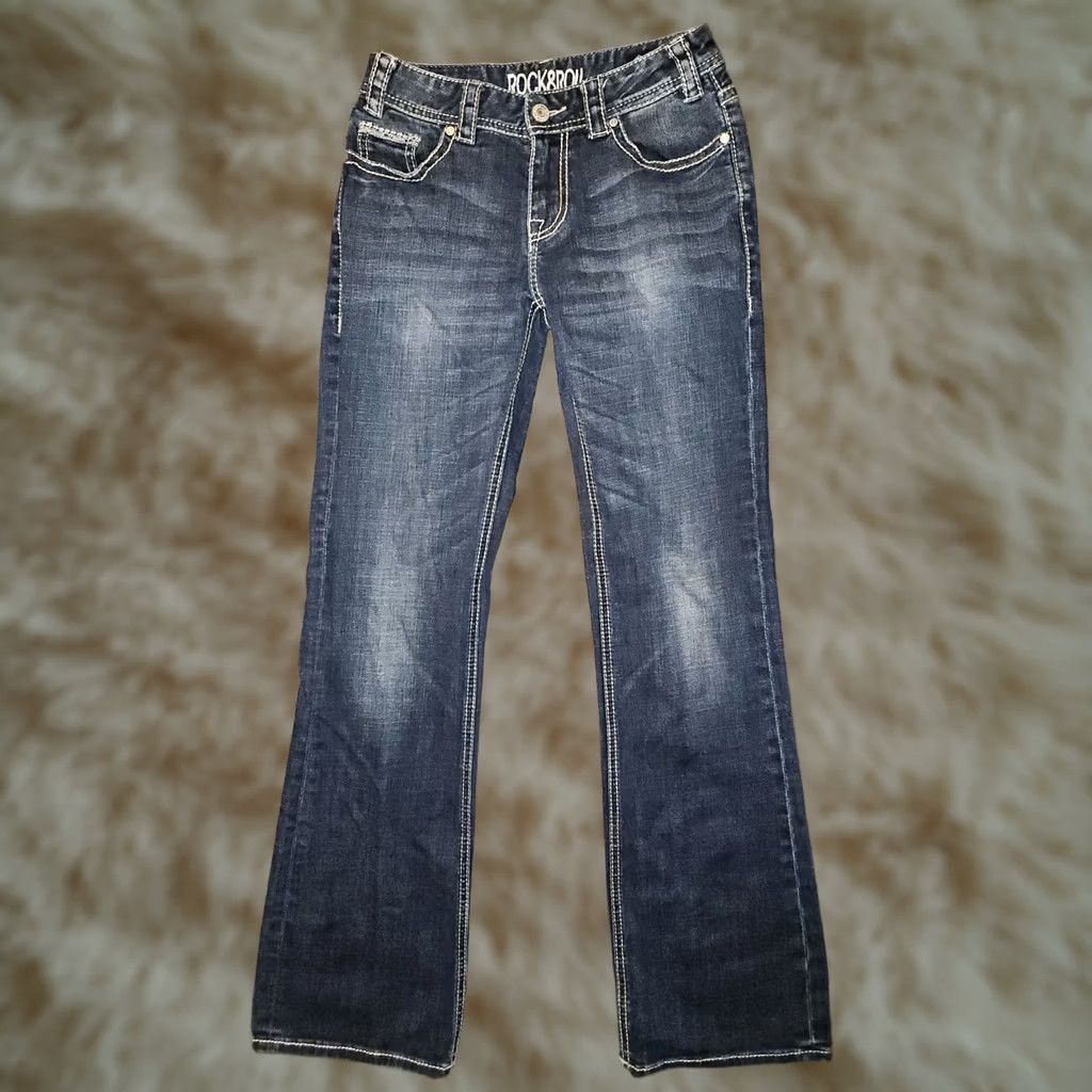 Vintage VINTAGE Rock And Roll Cowgirl Jeans Bootcut Women's 26x34 Blue Embroidered Logo Low Rise Denim Size 26" / US 2 / IT 38 - 1 Thumbnail