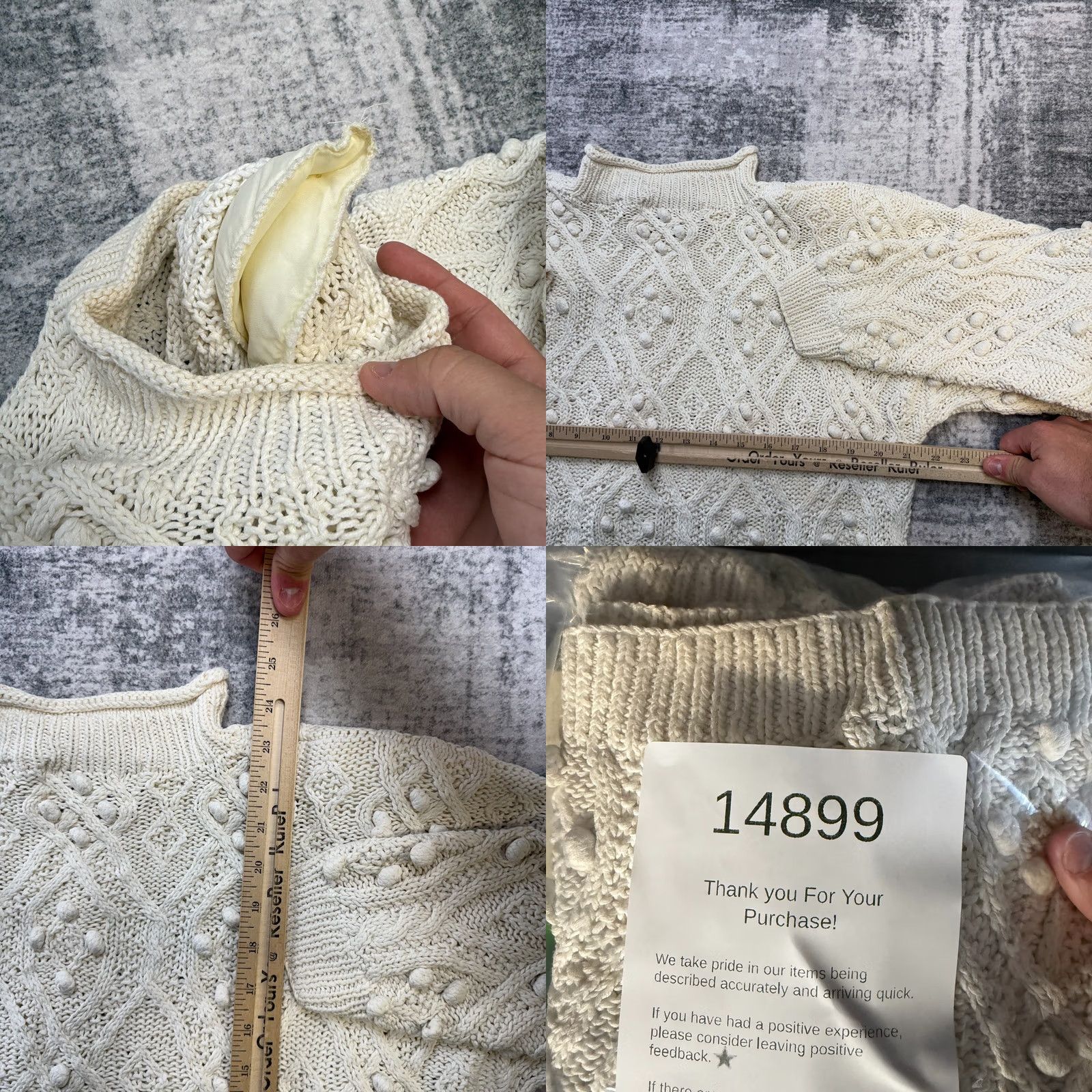 Vintage VINTAGE Northern Isles Sweater Womens L Cream Mock Neck Cable Knit Bobbles 90s Knit Pullover Fall Winter 90s Mens Womens Boys Girls Size L / US 10 / IT 46 - 9 Thumbnail