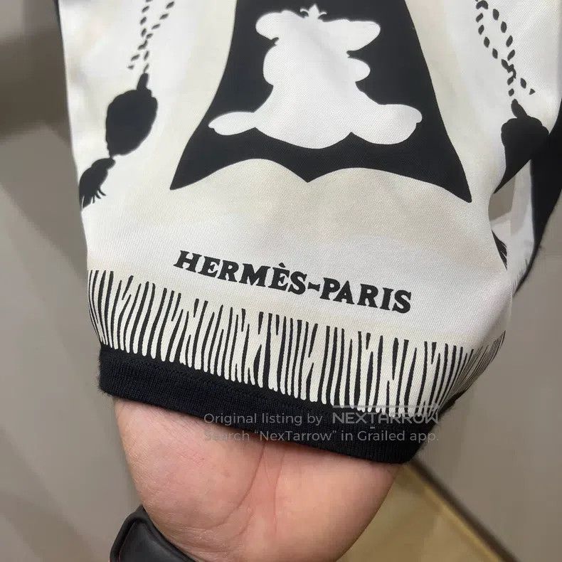 Hermes Hermes Slogan Letter Pattern Snap Button Silk Short Sleeve Size XXS / US 00 / IT 34 - 6 Thumbnail