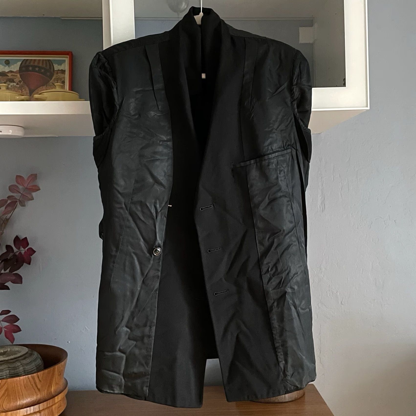 Vintage VINTAGE US Navy Peacoat Wool Black 37R Navy Golden Buttons Men Coat Overcoat Pockets Nautical Military USA Size US XXS / EU 40 - 6 Thumbnail