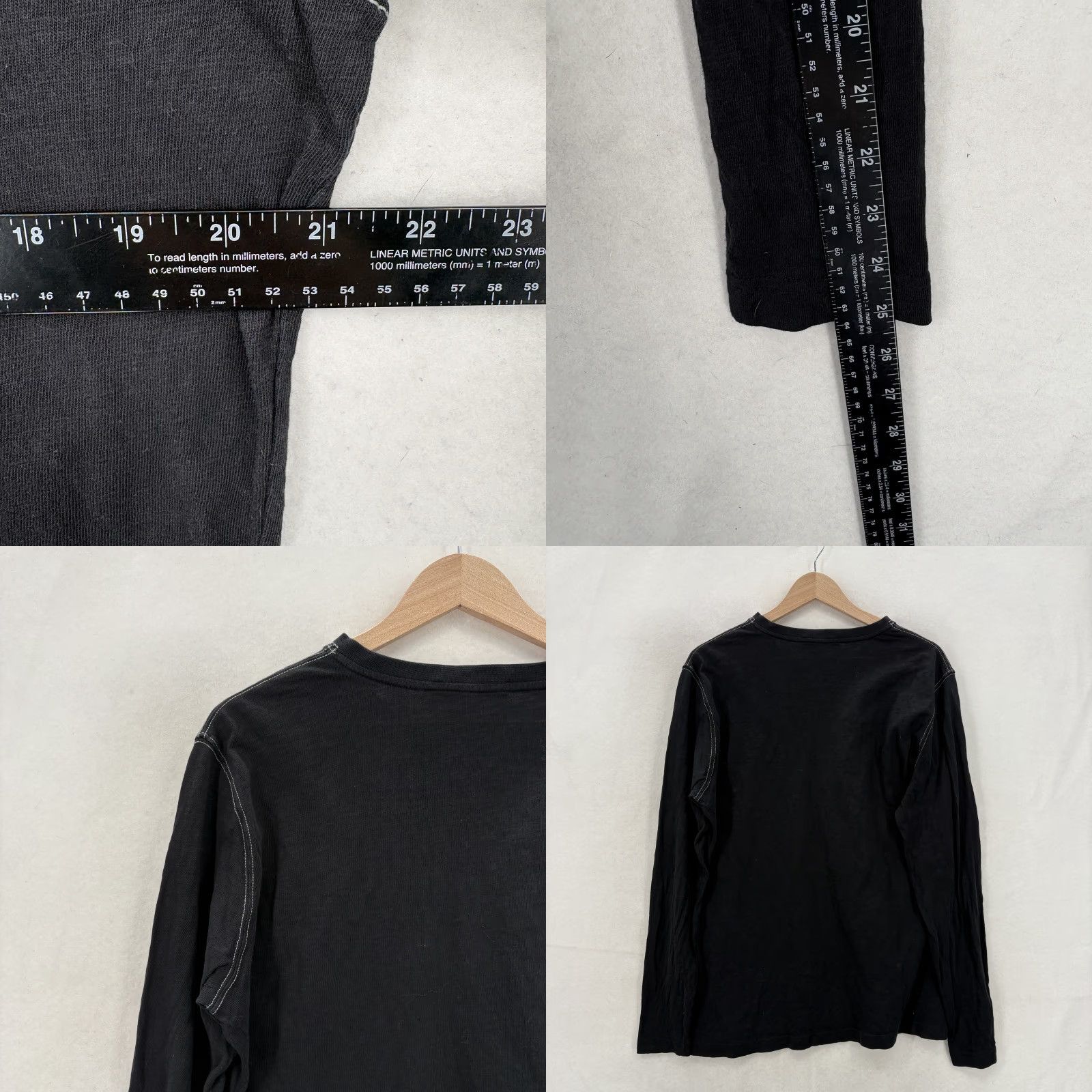 Vintage Robert Barakett Shirt Mens Large Black 100% Cotton V-Neck Long Sleeve Casual Top Size US L / EU 52-54 / 3 - 8 Thumbnail