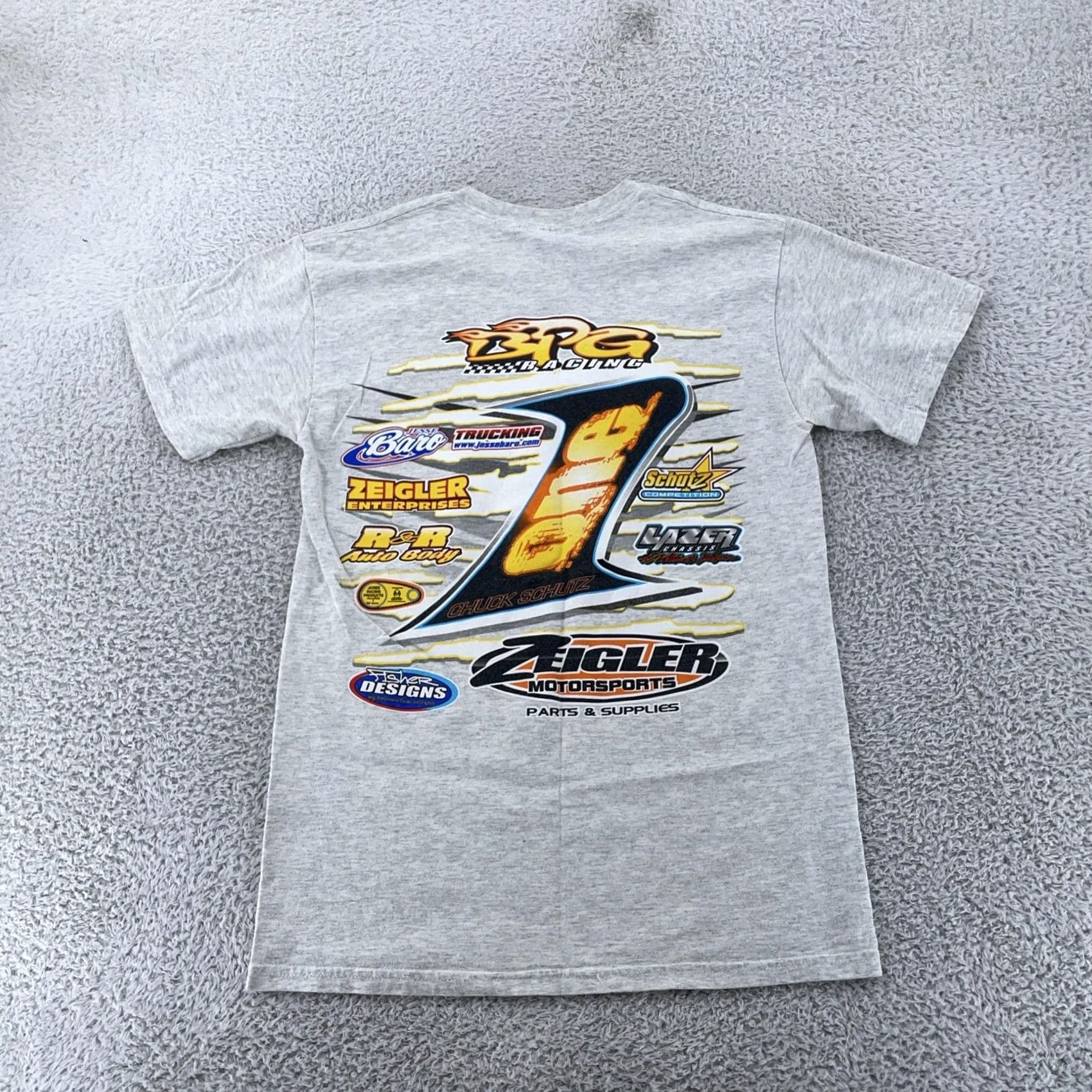 Gildan VINTAGE Chuck Schutz Dirt Track Racing Shirt Mens S Gray BPG Car Size US S / EU 44-46 / 1 - 6 Thumbnail