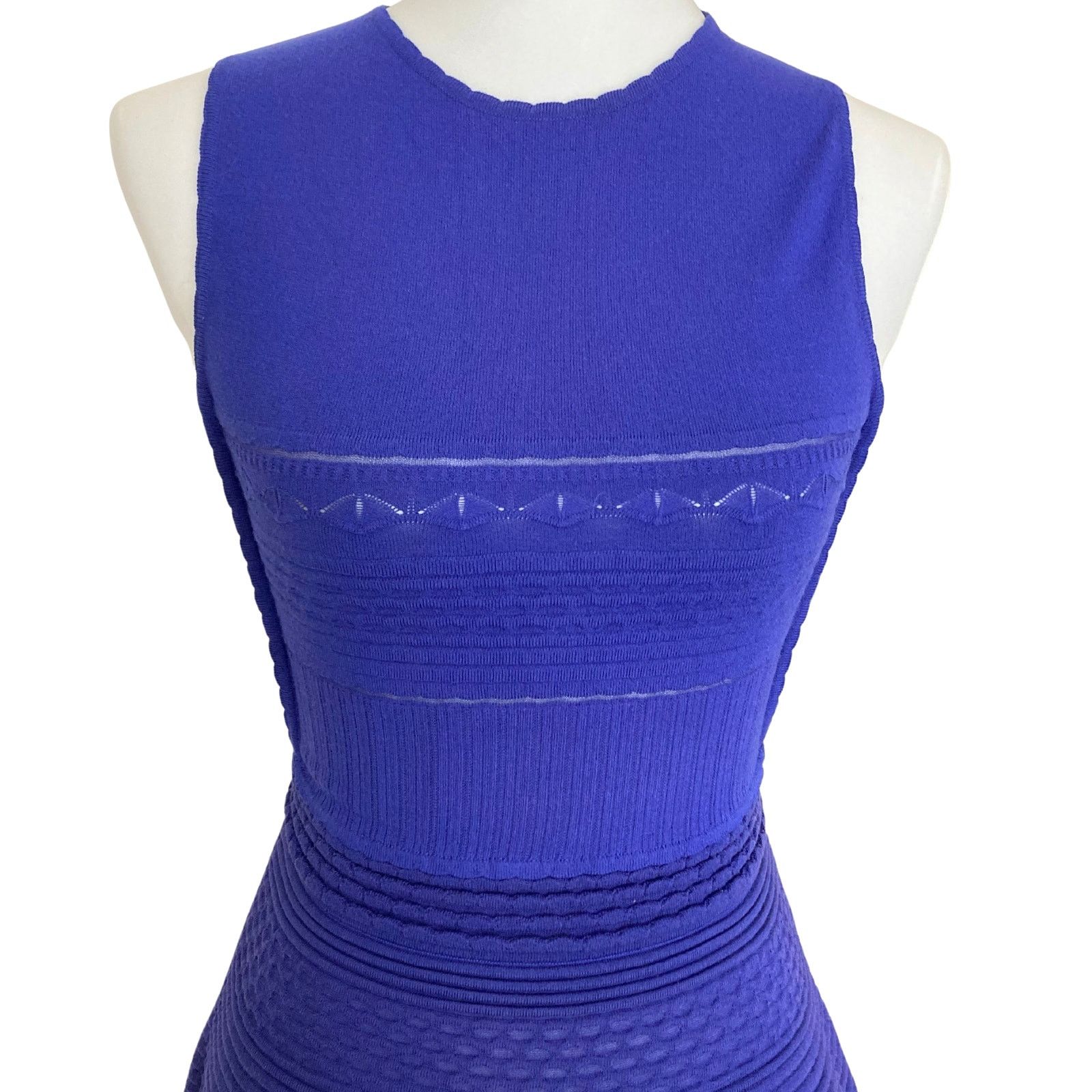 Missoni M Missoni Y2K Blue Knit Mini Dress Bodycon Flared Skirt Size XS / US 0-2 / IT 36-38 - 9 Thumbnail