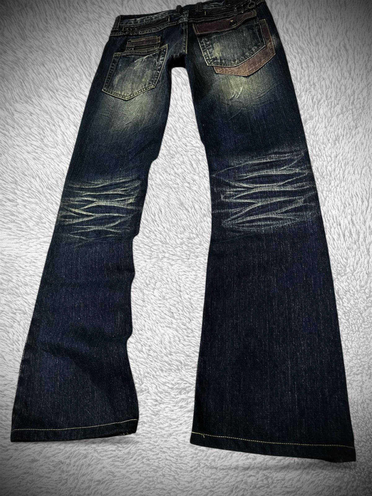 If Six Was Nine rare japanese brand semantic design bondage flare jeans Size US 31 - 11 Thumbnail