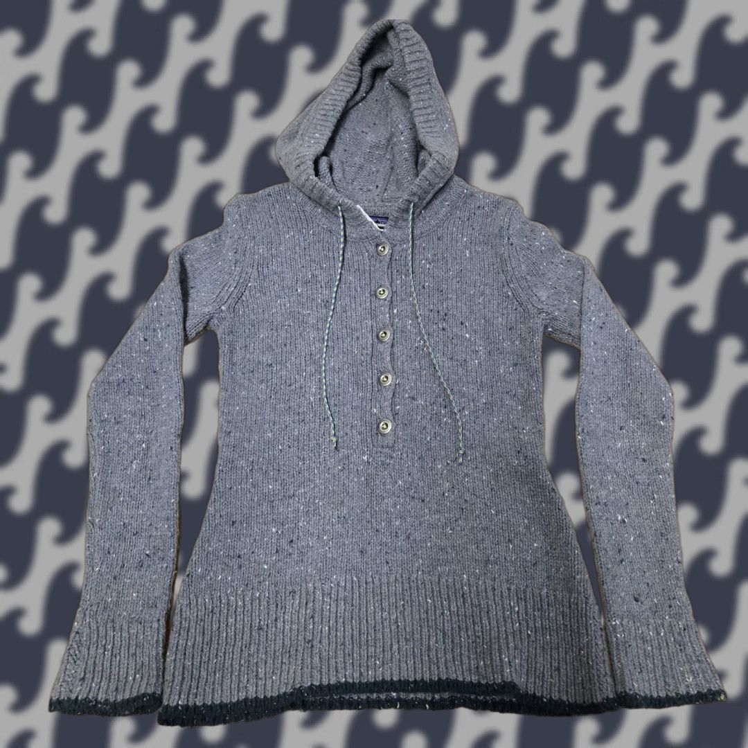 Patagonia Patagonia Sweater Womens Small Gray Lambswool Blend Henley Hoodie Knit Speckled Size S / US 4 / IT 40 - 1 Thumbnail