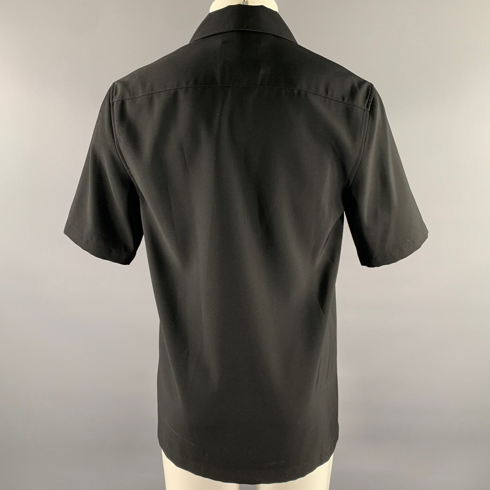 Jil Sander JIL SANDER Size M Black Wool Popover Short-Sleeve Shirt Size US M / EU 48-50 / 2 - 3 Thumbnail