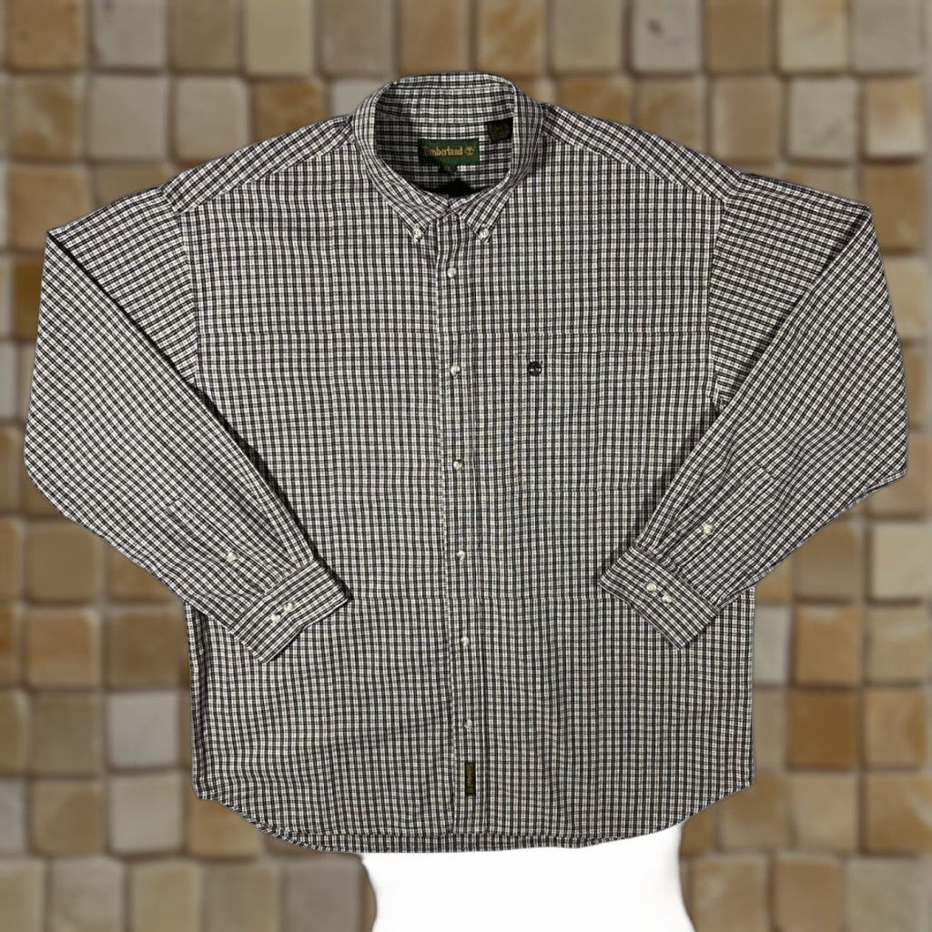 Timberland VINTAGE Timberland Burgundy Cream Check Long Sleeve Button-Up Shirt XL XXL Mens Size US XL / EU 56 / 4 - 1 Thumbnail