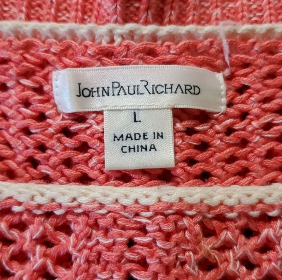 Other JohnPaulRichard Size L Sweater Crochet Pink Coral Loose knit Size L / US 10 / IT 46 - 7 Thumbnail