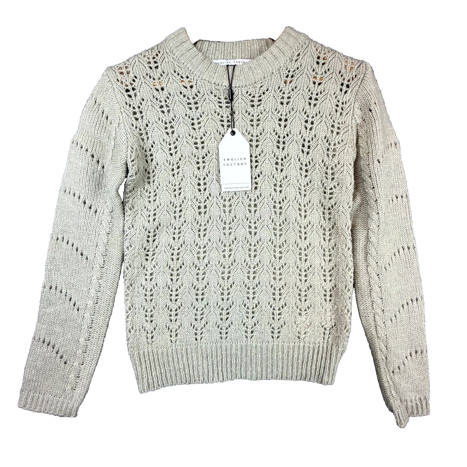 English Factory English Factory Fuzzy Knit Sweater XS Heather Gray Eyelet Size XS / US 0-2 / IT 36-38 - 1 Thumbnail