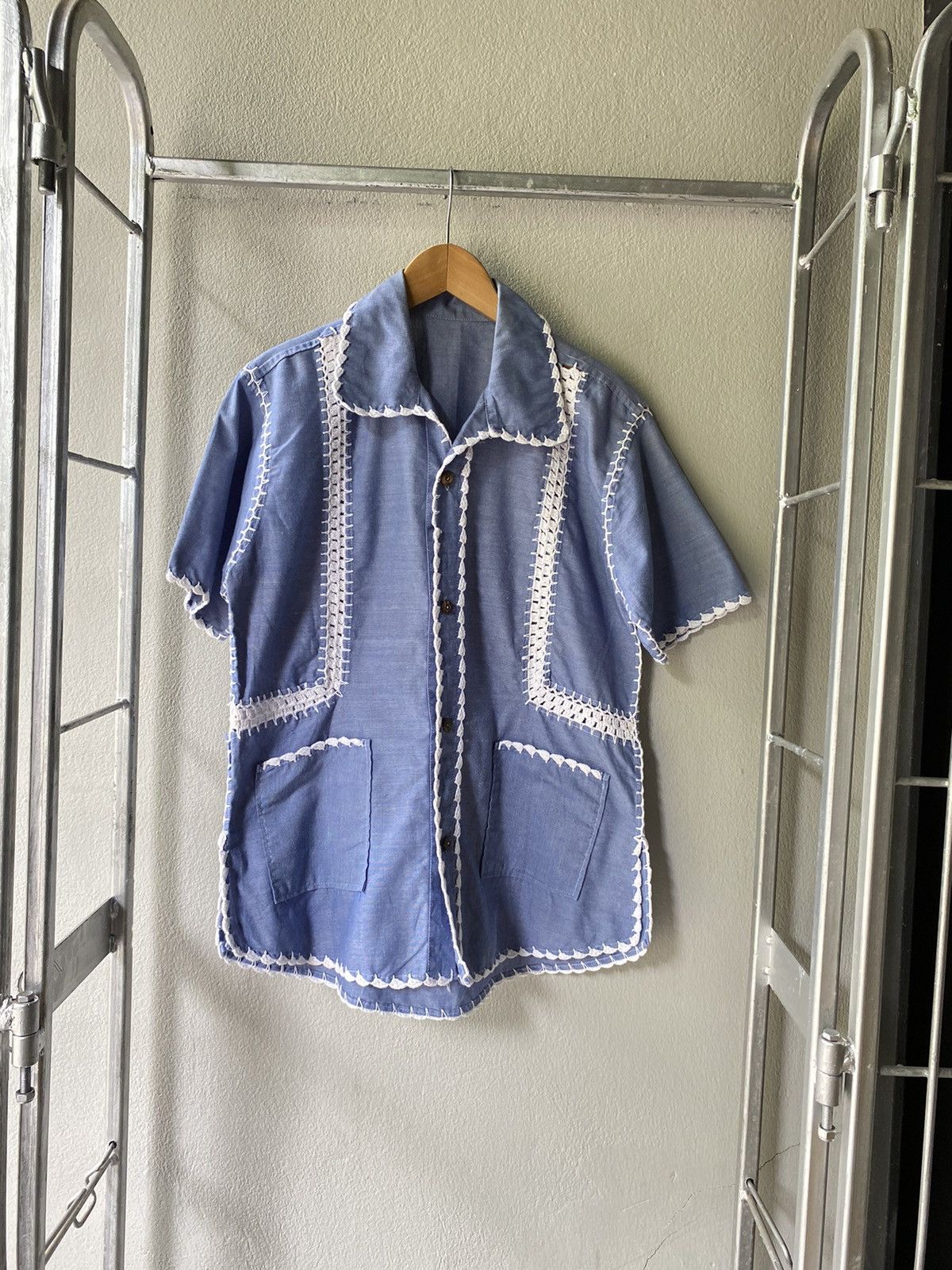 Vintage CROCHET LADDERWORK SHORT SLEEVE SHIRT NOT BODE Size US M / EU 48-50 / 2 - 15 Thumbnail
