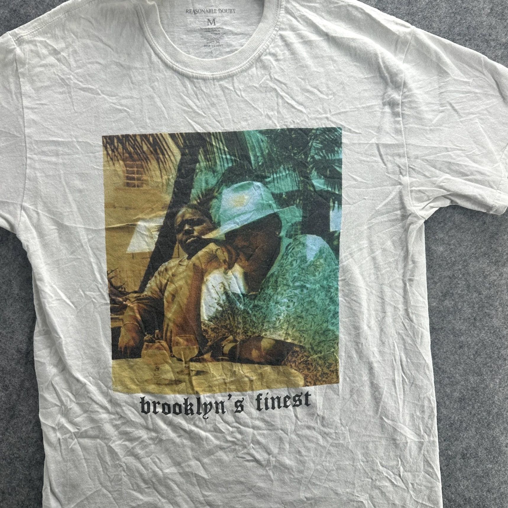 Vintage Reasonable Doubt Brooklyn's Finest Men’s Medium T-Shirt Hip Hop Graphic Tee White Rap Music 2000s Size US M / EU 48-50 / 2 - 3 Thumbnail