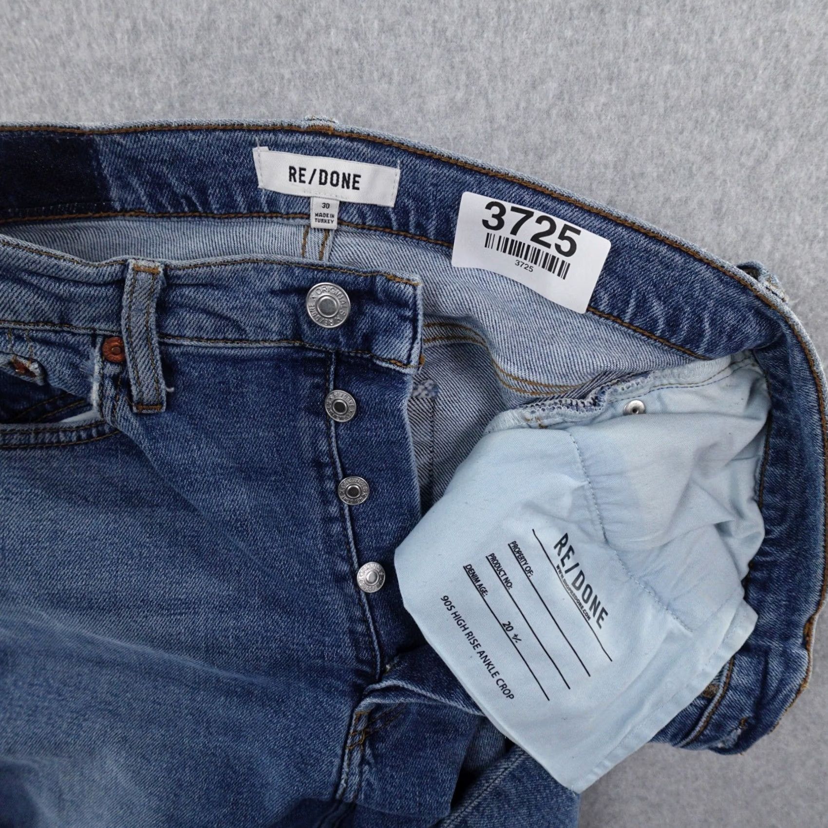 RE/DONE RE/DONE Jeans Womens 30 (30X26) Denim Indigo Blue High Rise Ankle Cropped Jeans Woman 90s Style Jeans Womens Men? Size 30" / US 8 / IT 44 - 3 Thumbnail