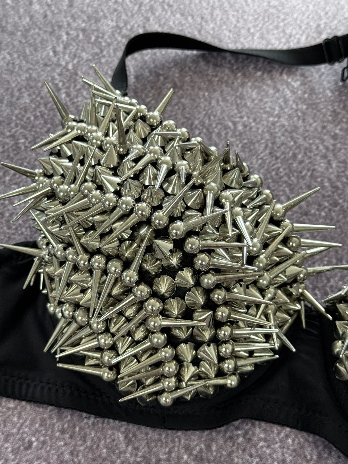 Vintage 00s Y2K Metal Spikes Detailed Grunge Vibe Bra Crop Top Size M / US 6-8 / IT 42-44 - 5 Thumbnail