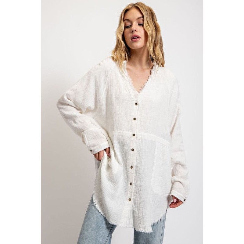 Free People We The Free Oversized Gauze Shirt - Size S Size S / US 4 / IT 40 - 1 Thumbnail