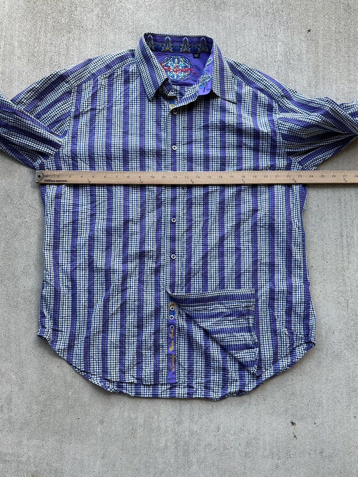 Robert Graham Robert Graham Shirt Men Side Xl Flip Cuff Gingham Floral Size US XL / EU 56 / 4 - 7 Thumbnail