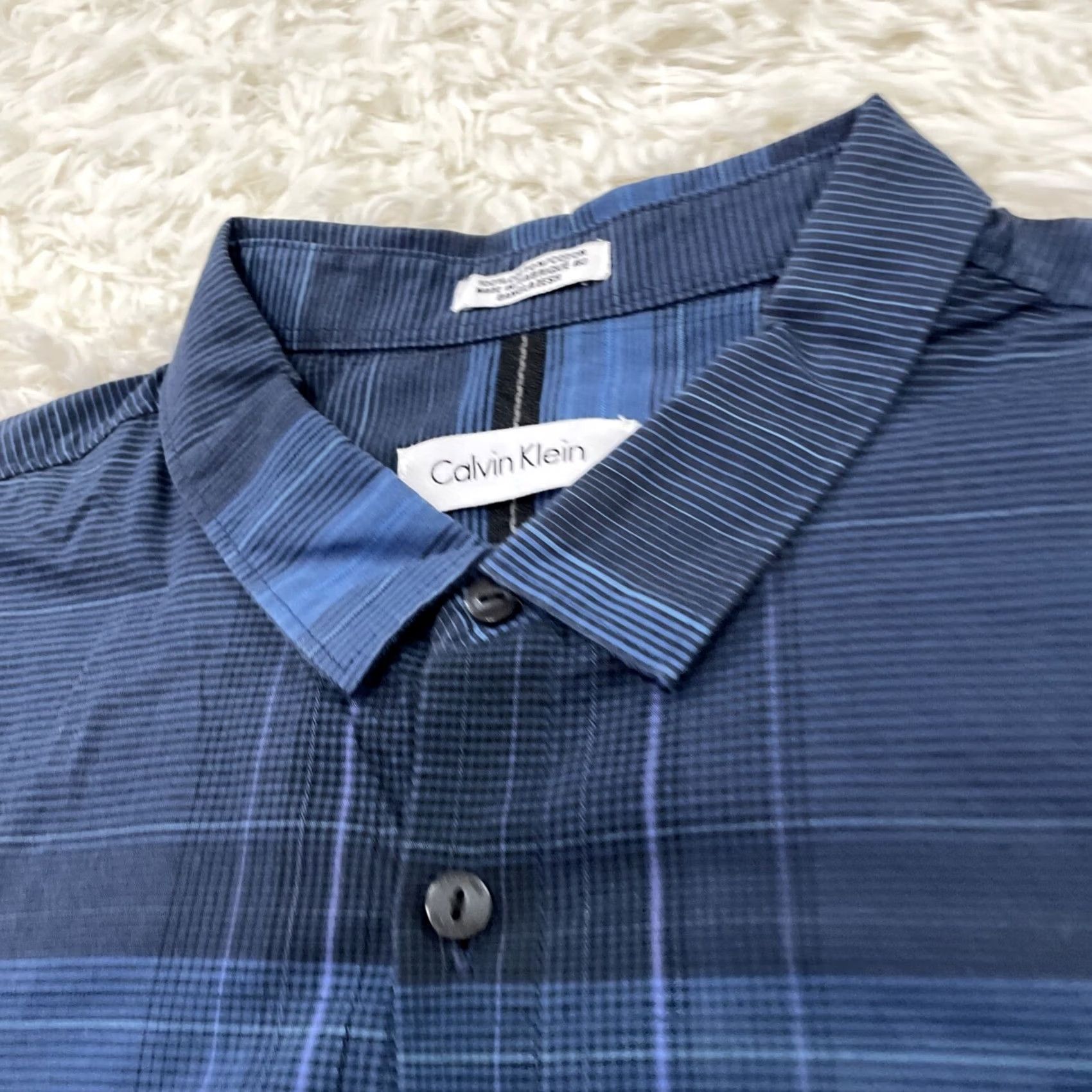 Calvin Klein CALVIN KLEIN Button Shirt Men XL Striped Y2k Blue Plaid Casual XL Size US XL / EU 56 / 4 - 2 Thumbnail