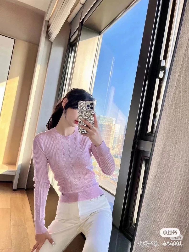 Chanel Chanel 22k pink texture striped knitted long sleeves Size XXS / US 00 / IT 34 - 7 Thumbnail