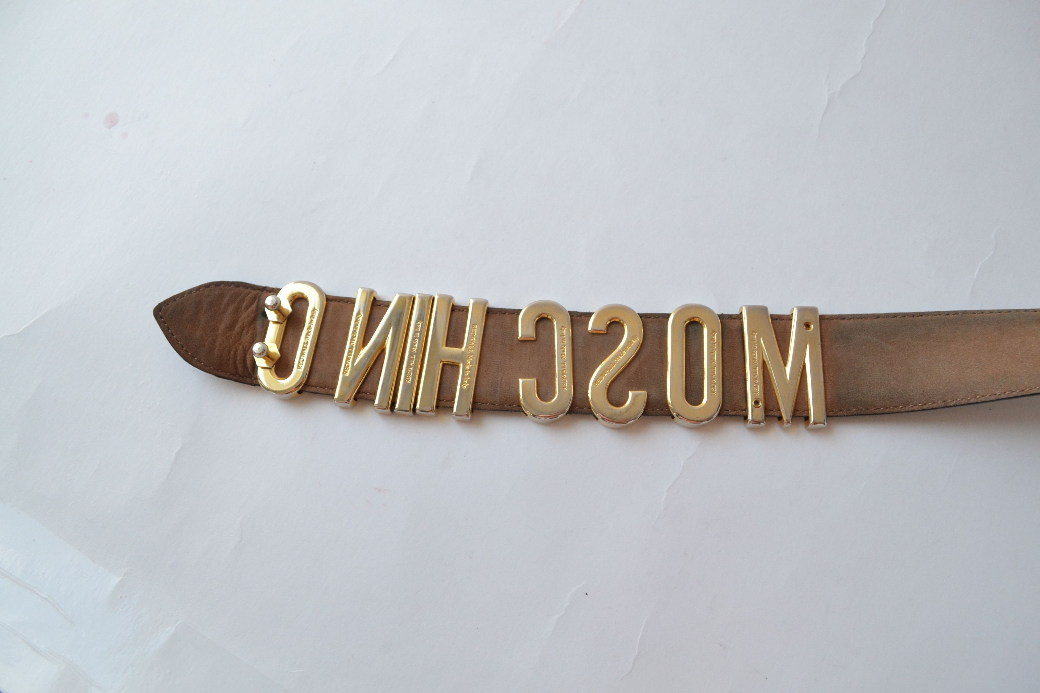 Moschino MOSCHINO Belt Leather Logo Vintage 90s Buckle Black Gold Size ONE SIZE - 4 Thumbnail