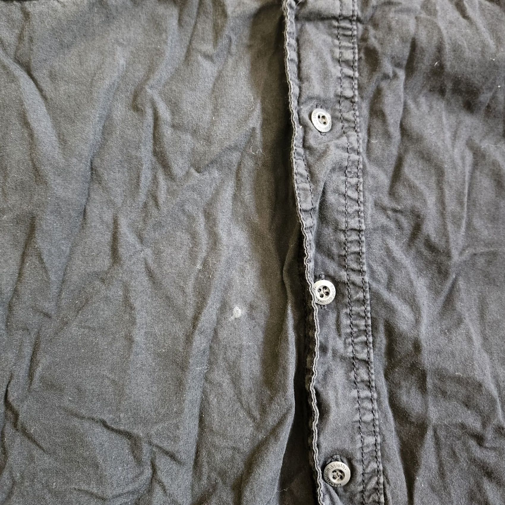 Denime Paper Denim & Cloth Black Short Sleeve Button Up Dress Shirt M Mens Regular Cotton Denim Stains Summer Casual Business 90s? Size 40R - 5 Thumbnail
