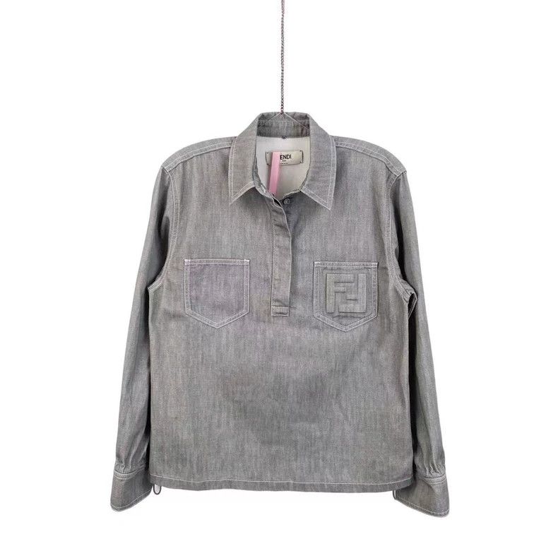 Fendi Fendi size 38 Workwear style logo denim shirt Size US XXS / EU 40 - 1 Thumbnail