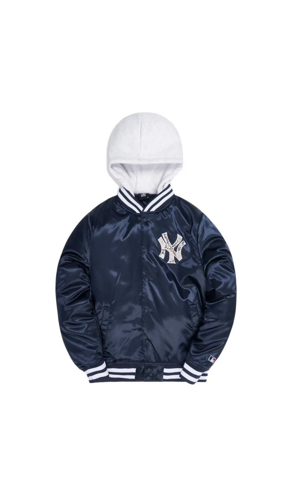 image of Kith New York Yankees Gorman Satin Jacket Navy Blue, Men's (Size Large)