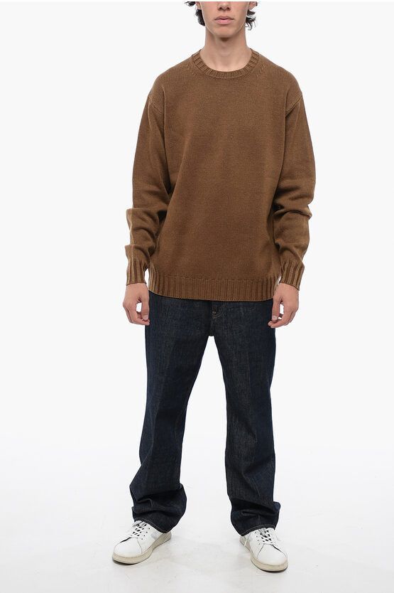 Jil Sander o1y1124 Cashmere Blend Crew-Neck Sweater in Brown Size US M / EU 48-50 / 2 - 1 Thumbnail