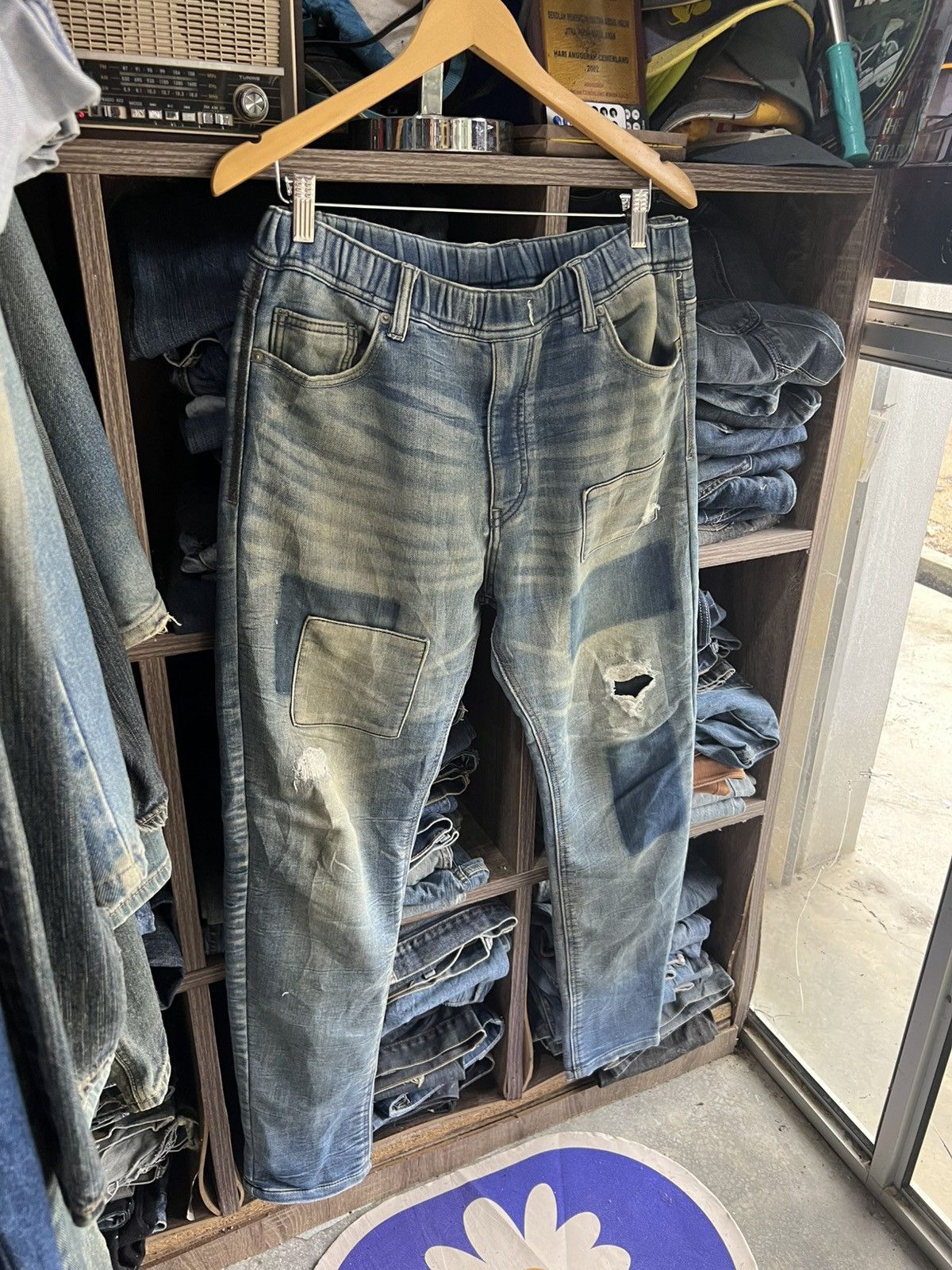 MOUSSY 🔥Azul by Moussy Patchwork Distressed Sweatpants Jogger Size US 34 / EU 50 - 6 Thumbnail