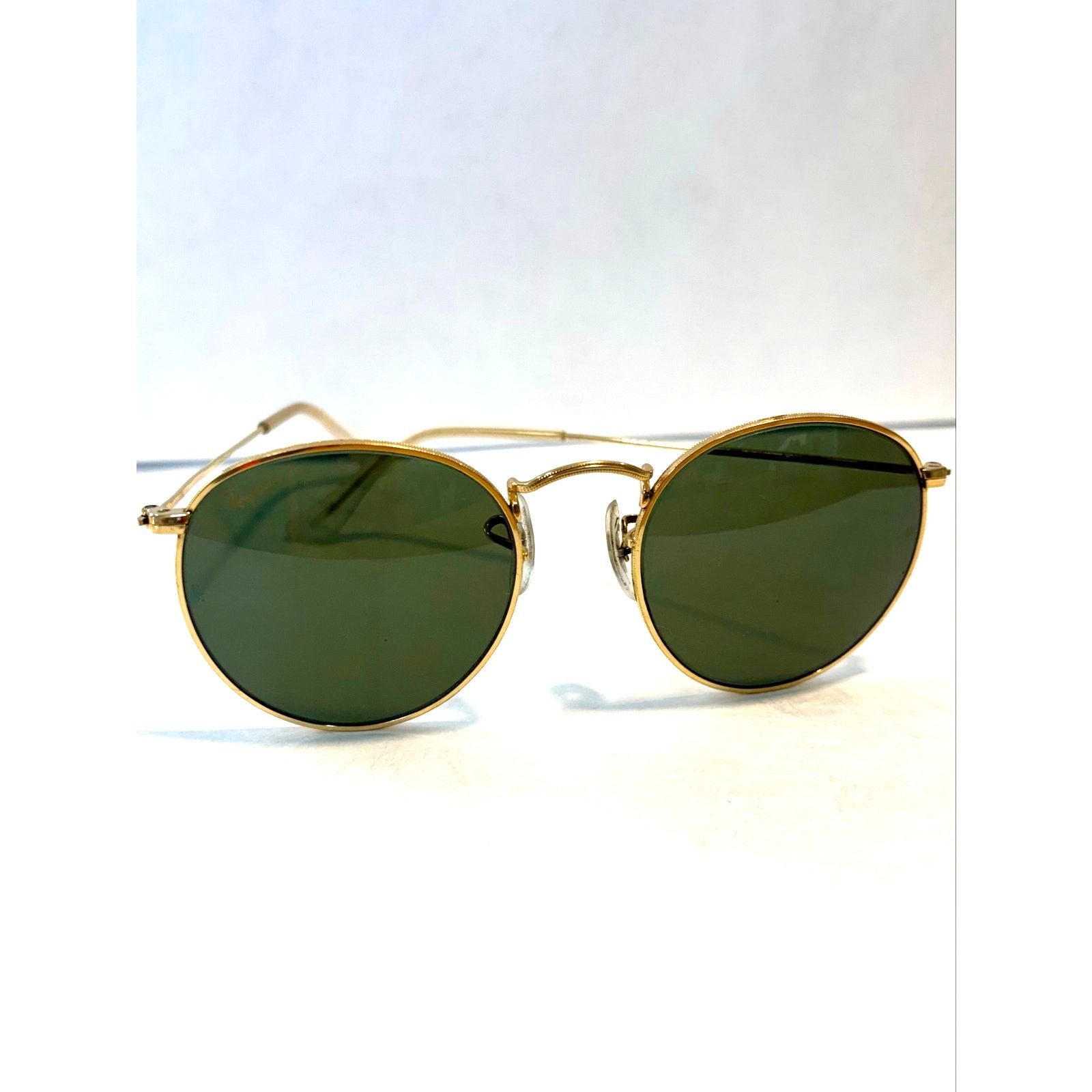 RayBan B&L Ray-Ban VTG Gold Round Metal Sunglasses G-15 Green 50mm Size ONE SIZE - 3 Thumbnail