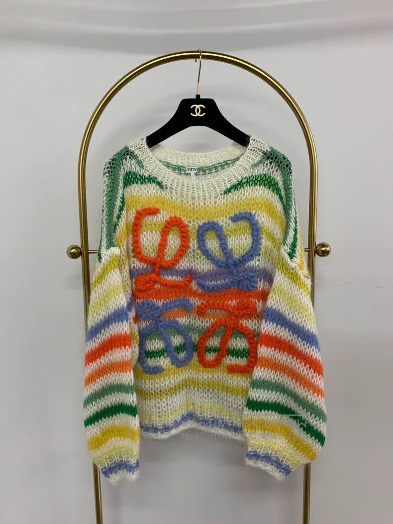 Loewe Loewe Big logo colorful striped mohair sweater Size M / US 6-8 / IT 42-44 - 1 Thumbnail