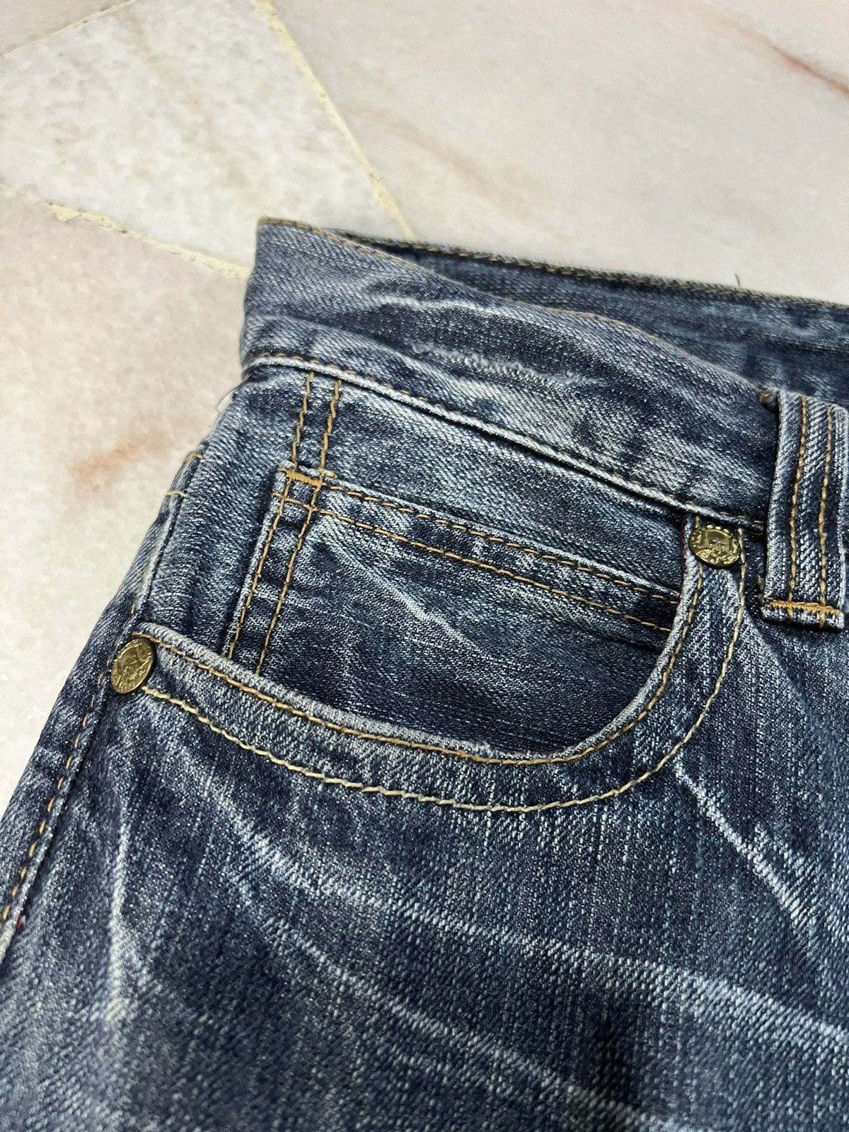 If Six Was Nine × Le Grande Bleu (L.G.B.) JAPANESE BRAND ANTI-LABEL FLARE JEANS VERY RARE Size US 31 - 6 Thumbnail