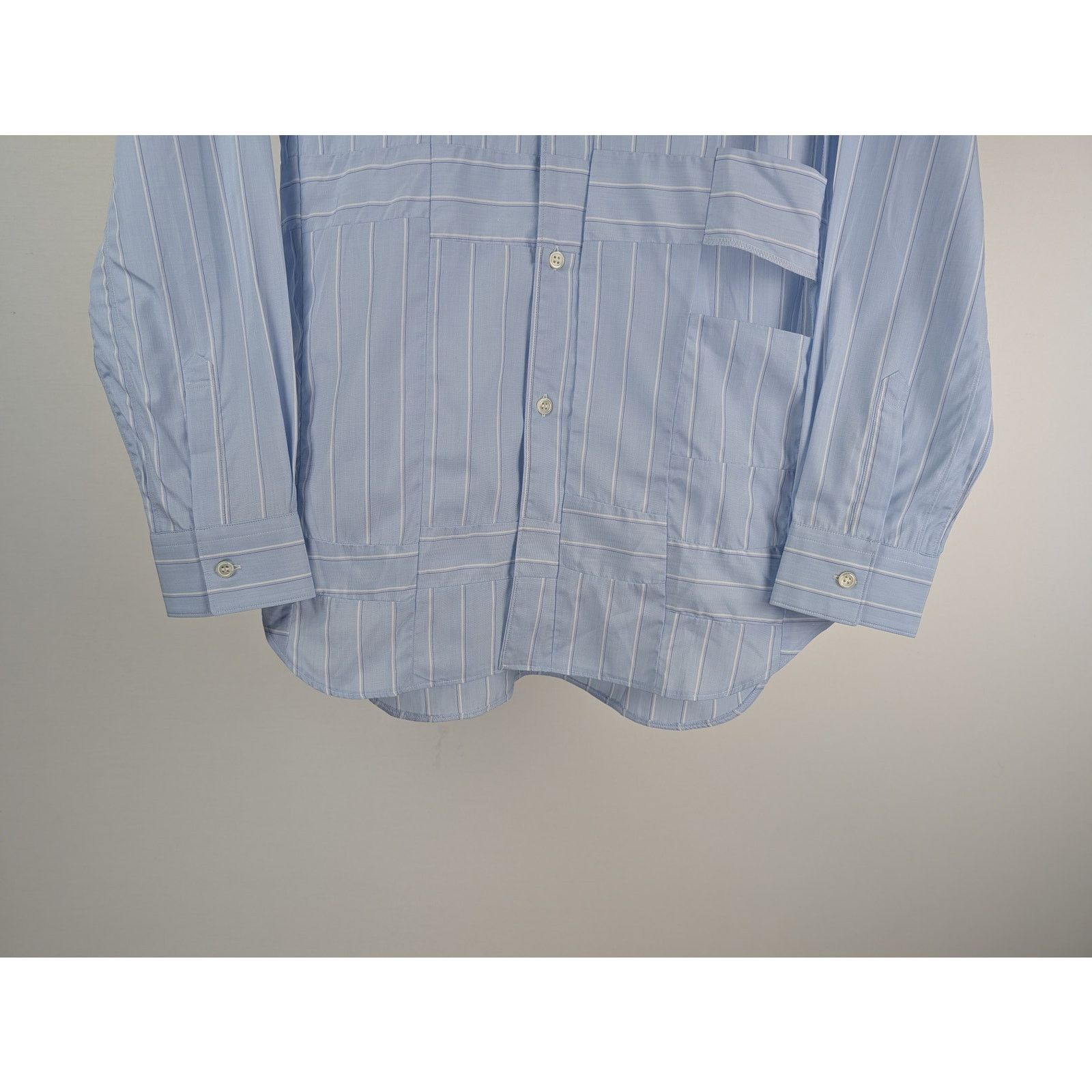 Comme des Garcons o1rshd1 Blue Cutout Patchwork Button Up Shirt in Light Blue Size US S / EU 44-46 / 1 - 3 Thumbnail