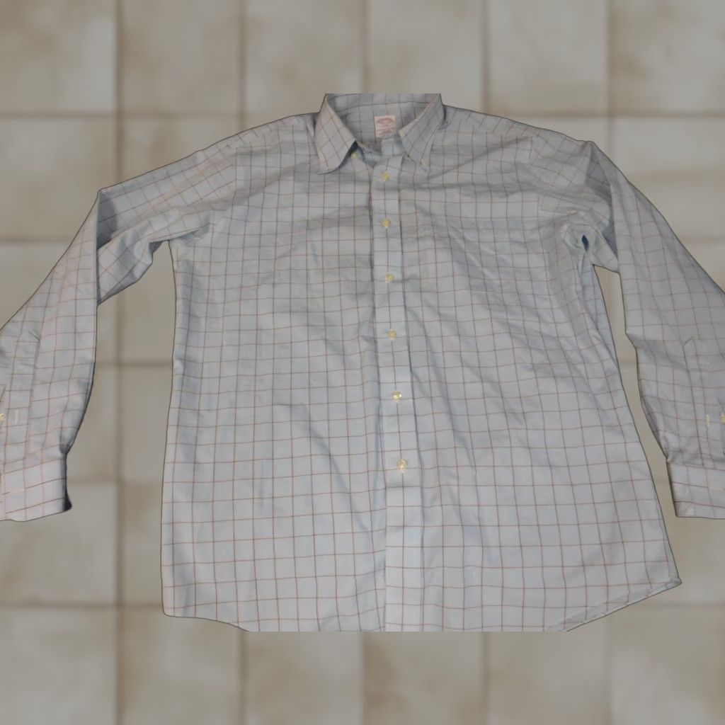 Brooks Brothers Brooks Brothers Dress Shirt 15.5 Mens Blue Plaid Button Up Office Workwear Shirt Long Sleeve Classic Fit Non-Iron Breathable Machine Washable Size US L / EU 52-54 / 3 - 1 Thumbnail