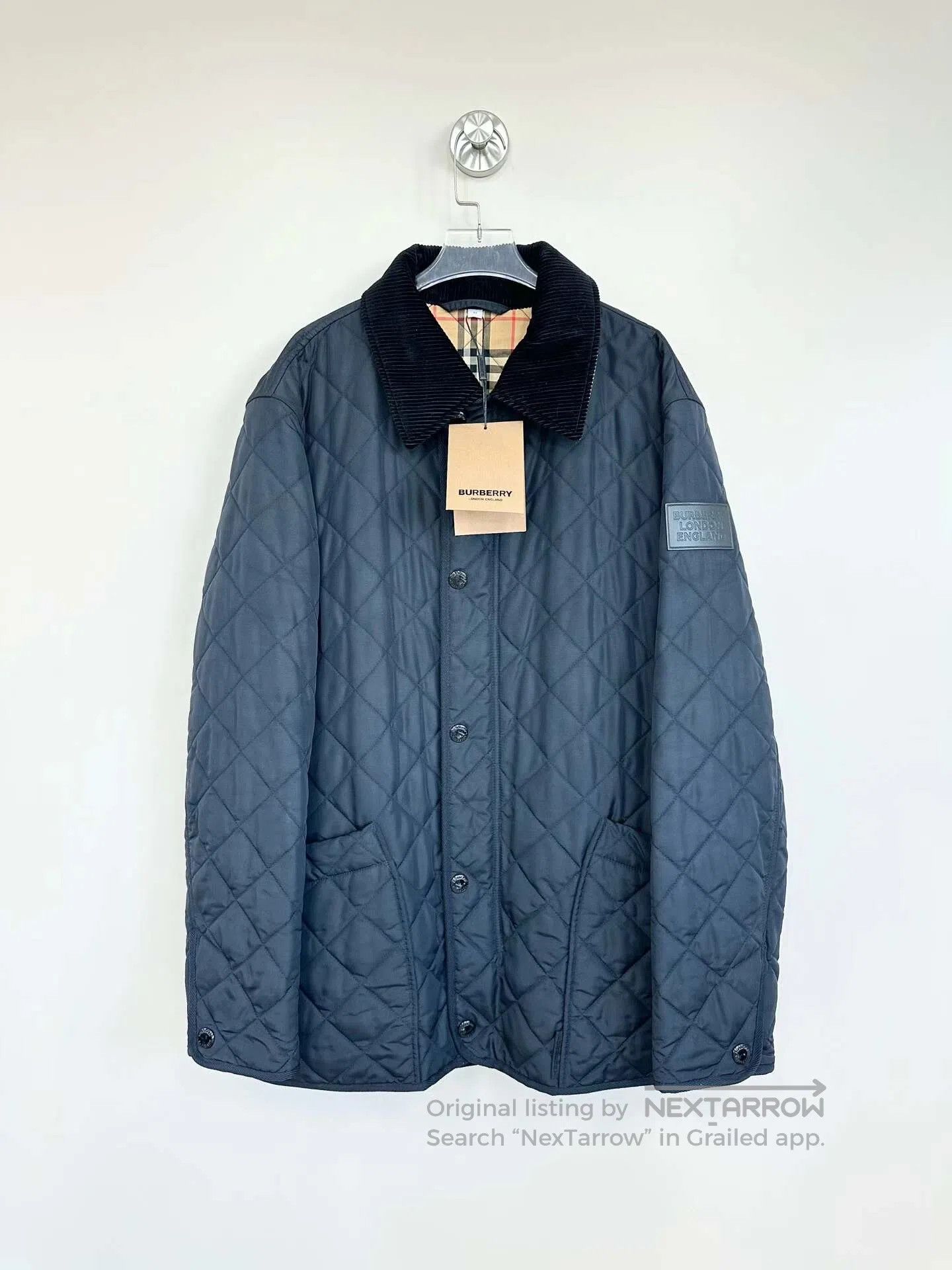 Burberry Burberry Dark Blue Collar Diamond Pattern Lining Plaid Jac Size US L / EU 52-54 / 3 - 1 Thumbnail