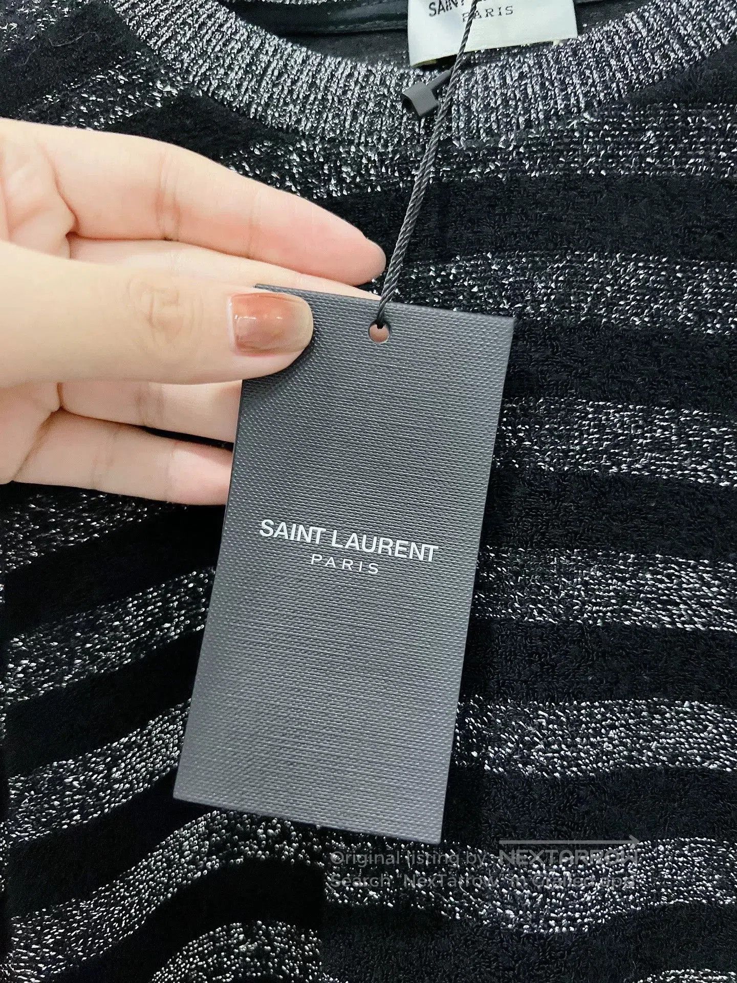 Saint Laurent Paris Saint Laurent Silver Black Striped Sweater. Size S / US 4 / IT 40 - 4 Thumbnail