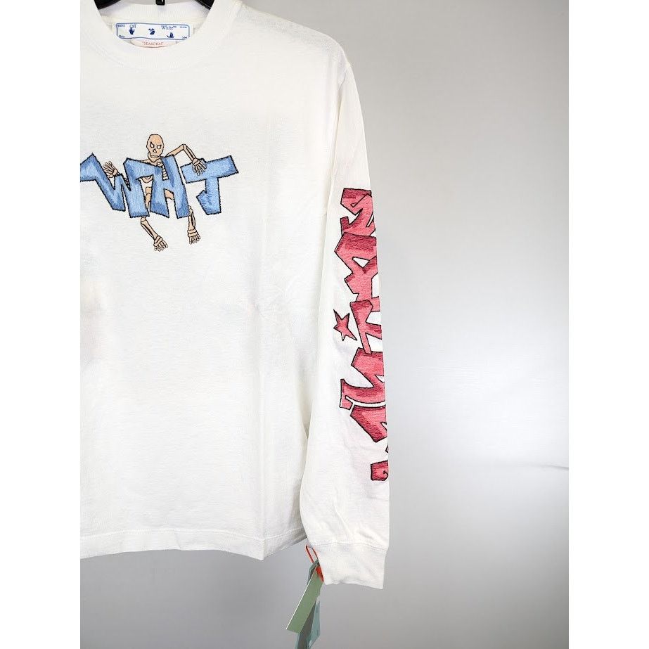 Off-White o1rshd1 Graff Pup Skate Long Sleeve T-Shirt in White Size US M / EU 48-50 / 2 - 7 Thumbnail