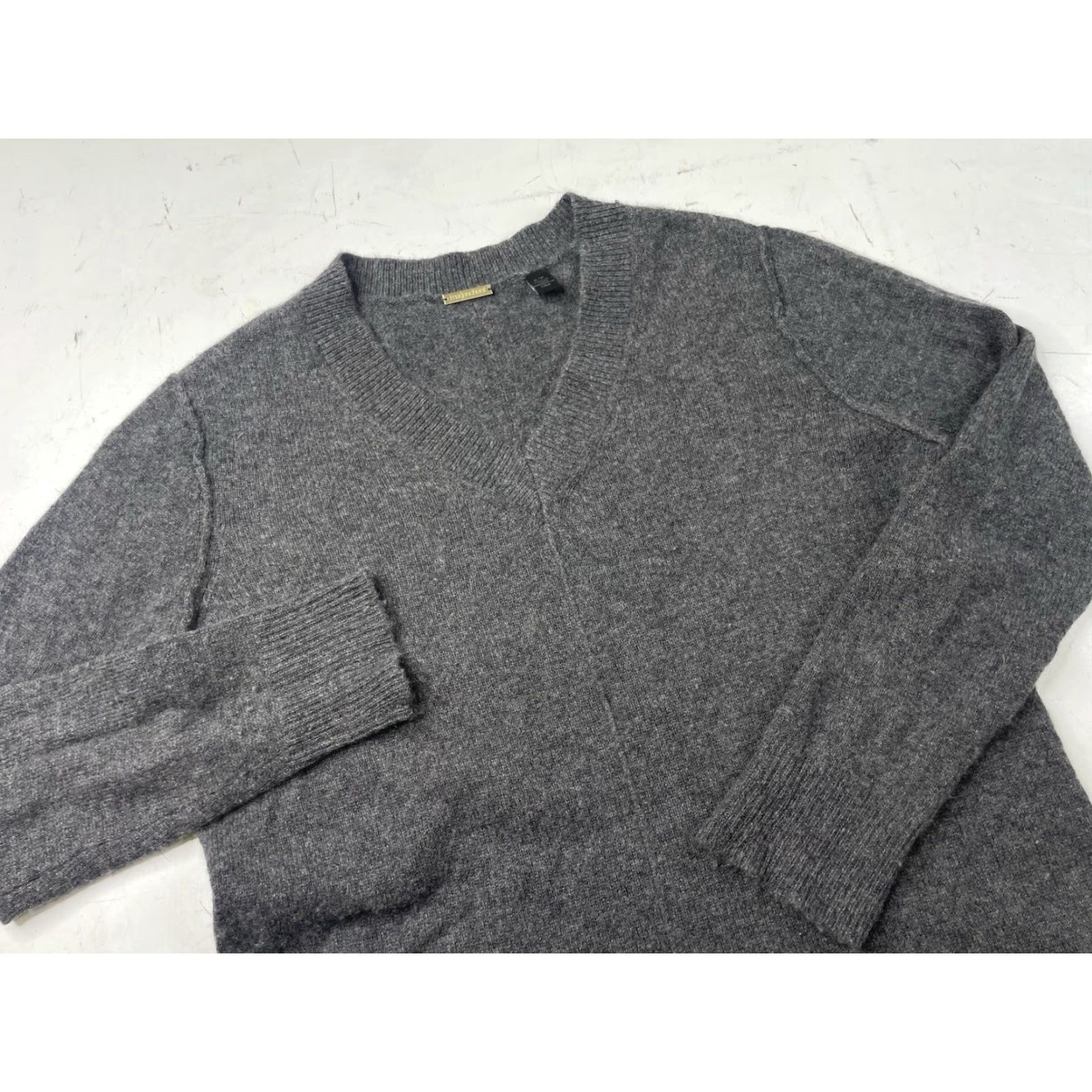 Vintage Magaschoni 100% Cashmere V-Neck Pullover Sweater Gray Womens Small Size S / US 4 / IT 40 - 2 Thumbnail