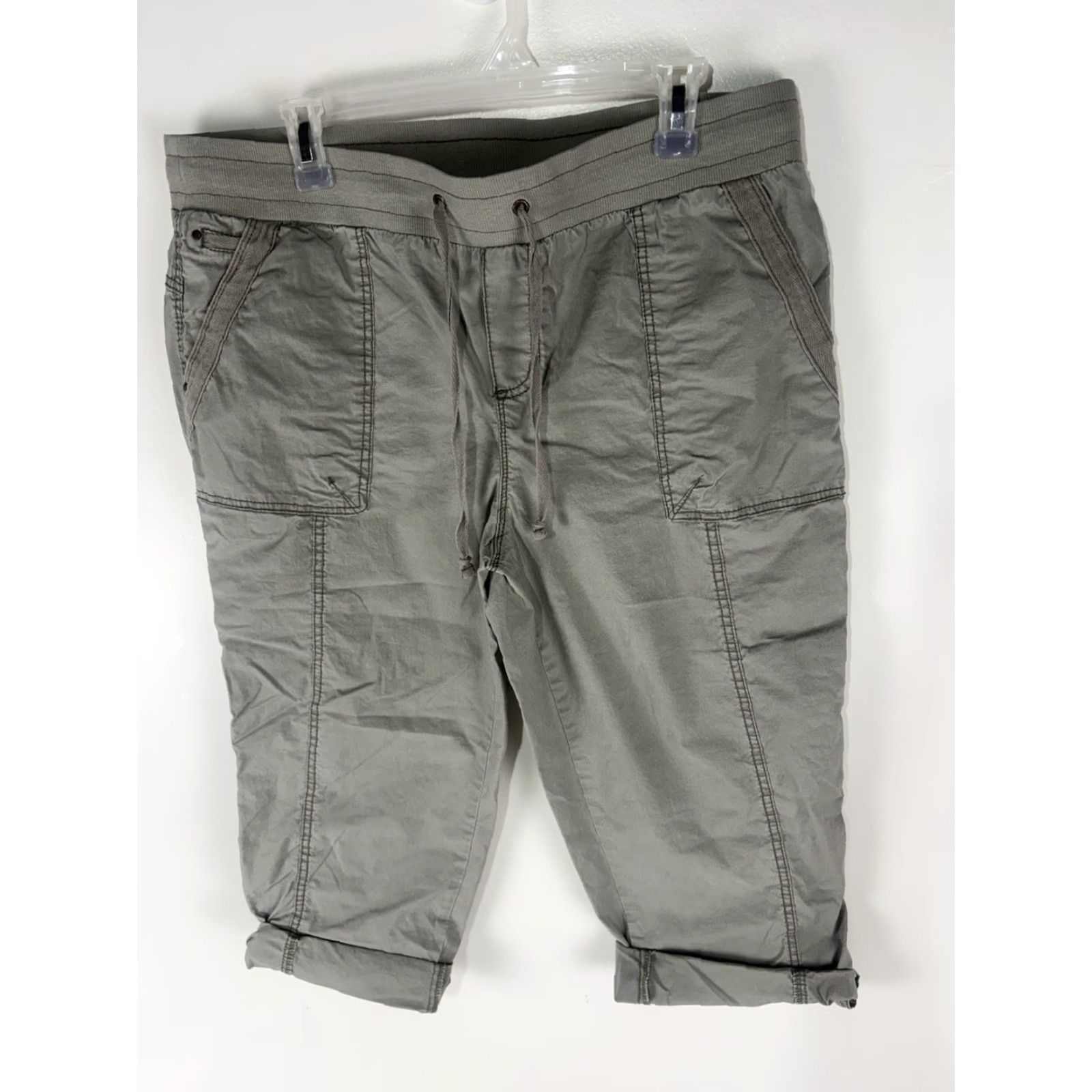 CO Khakis & Co Gray Drawstring Pull On Cuffed Pants Womens Size 14 Size 36" / US 14 / IT 50 - 2 Thumbnail