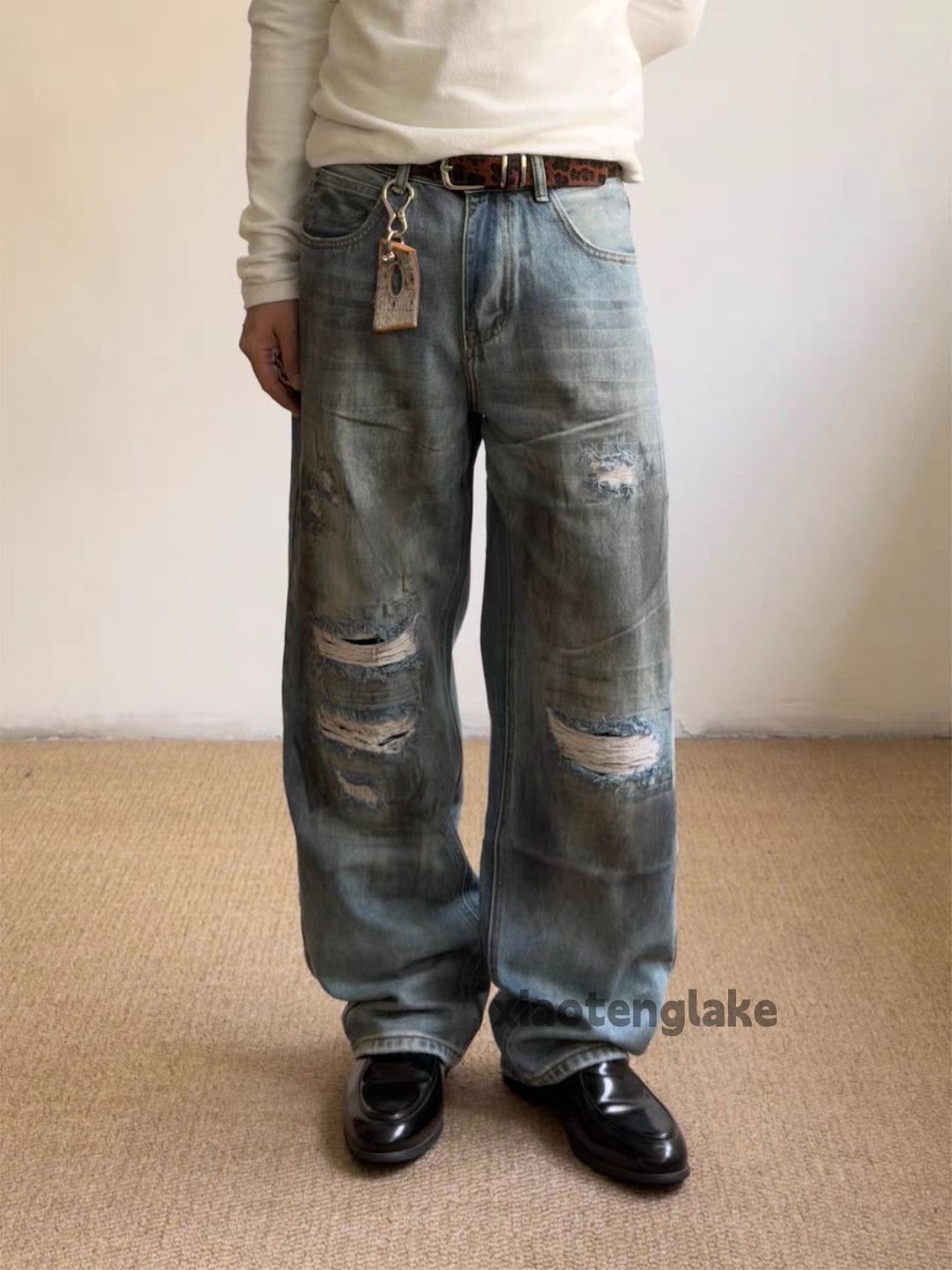 Jean zx vintage distressed faded punk grunge Stain jeans Size US 34 / EU 50 - 1 Thumbnail