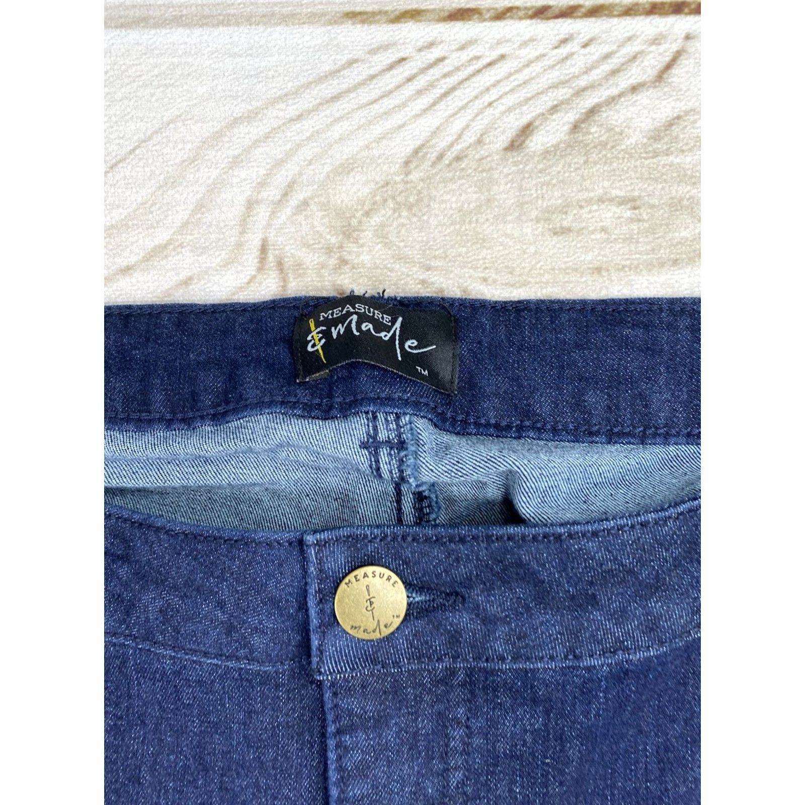 Vintage Measure & Made Jeans Sz 20 Dard Wash Denim Fitlogic Straight NWT Ladies Women's Plus Size 20 Blue Denim Straight Jeans Size 42" / US 20 - 3 Thumbnail